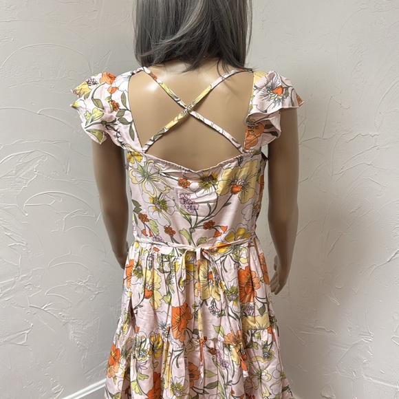 Lottie & Holly Floral Midi Dress with Ruffle Sleeves - Picture 4 of 15